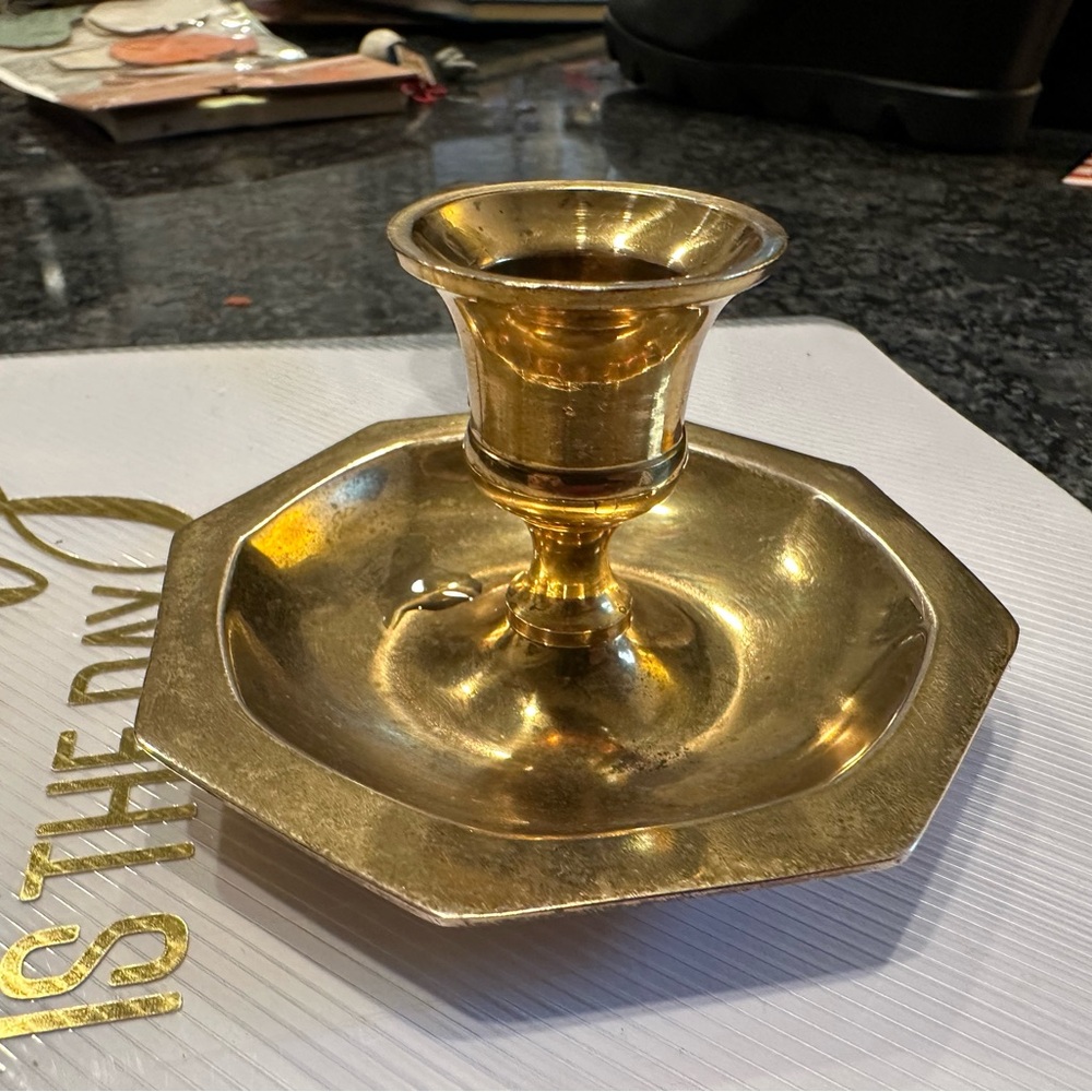 Single brass taper candlestick holder - Picture 6 of 6